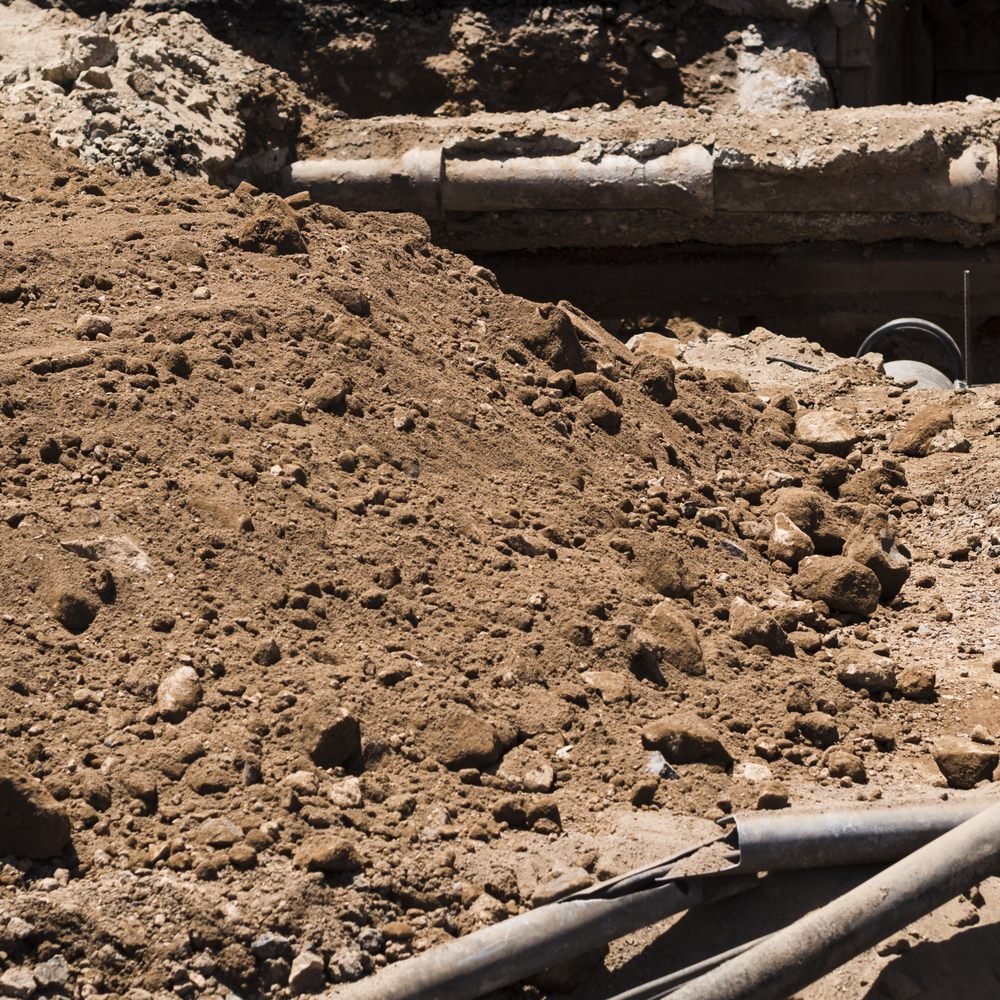 Mound of excavated fill dirt
