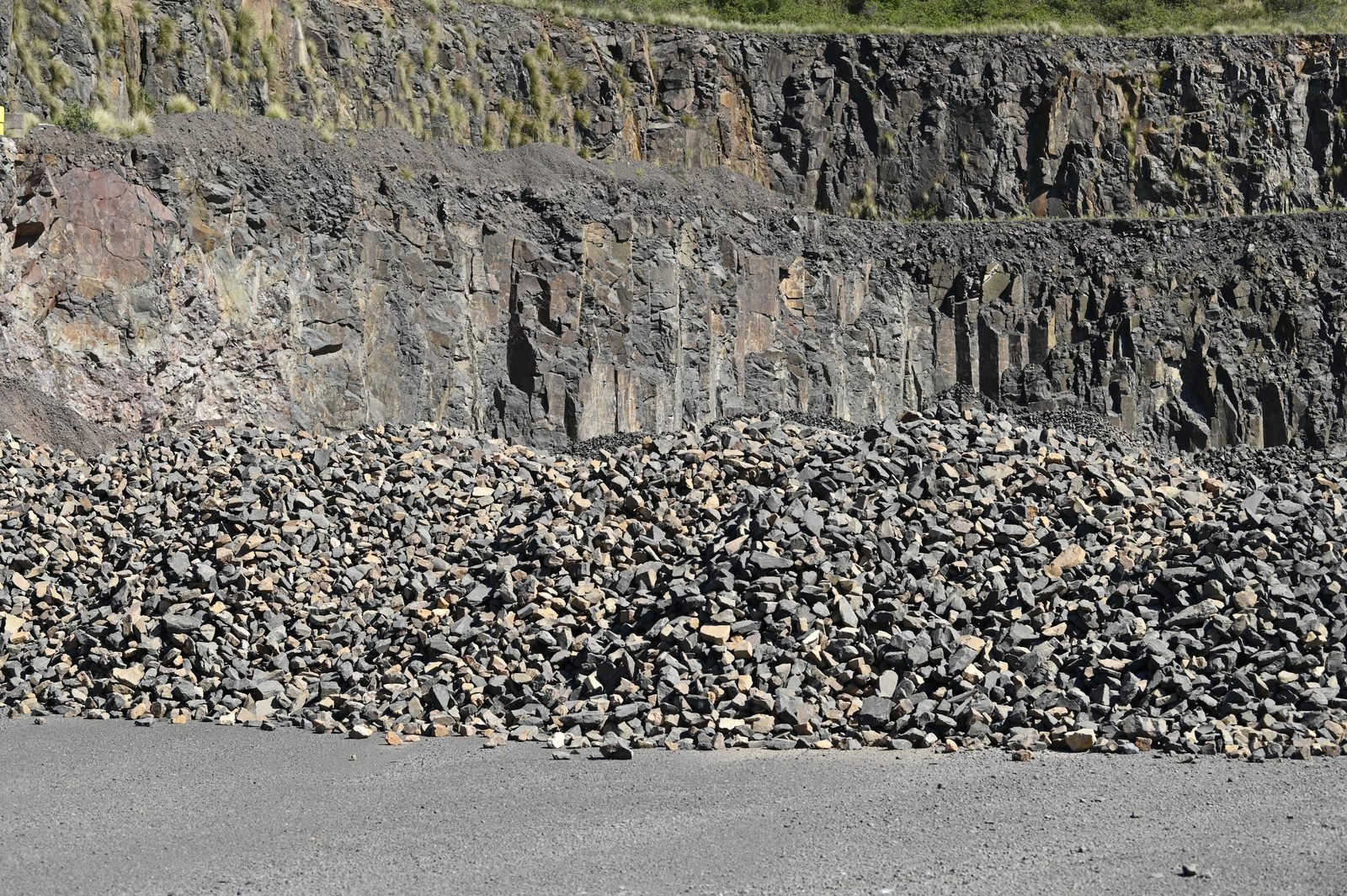 Close-up of angular quarry spalls rock