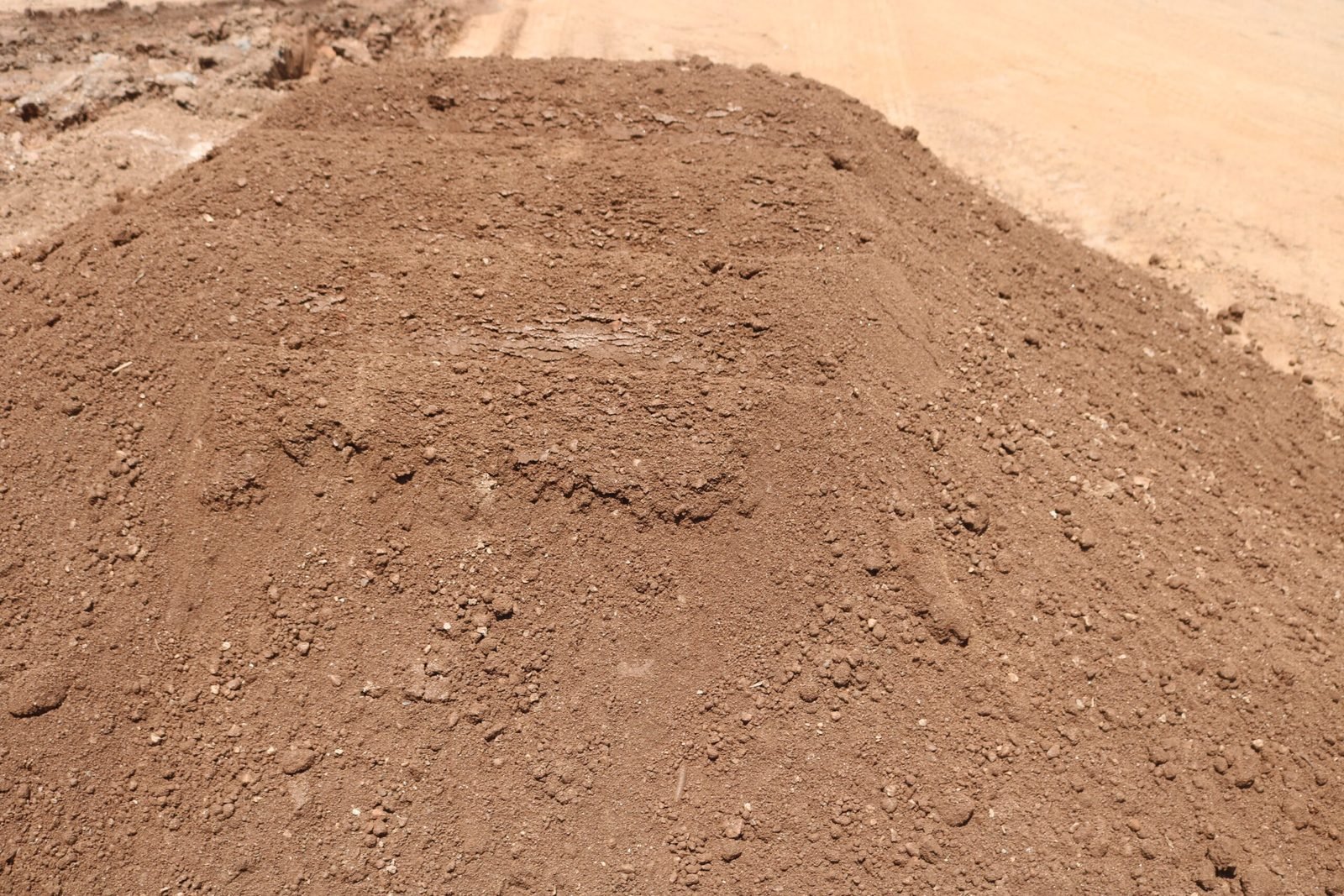 Fresh pile of dark screened topsoil