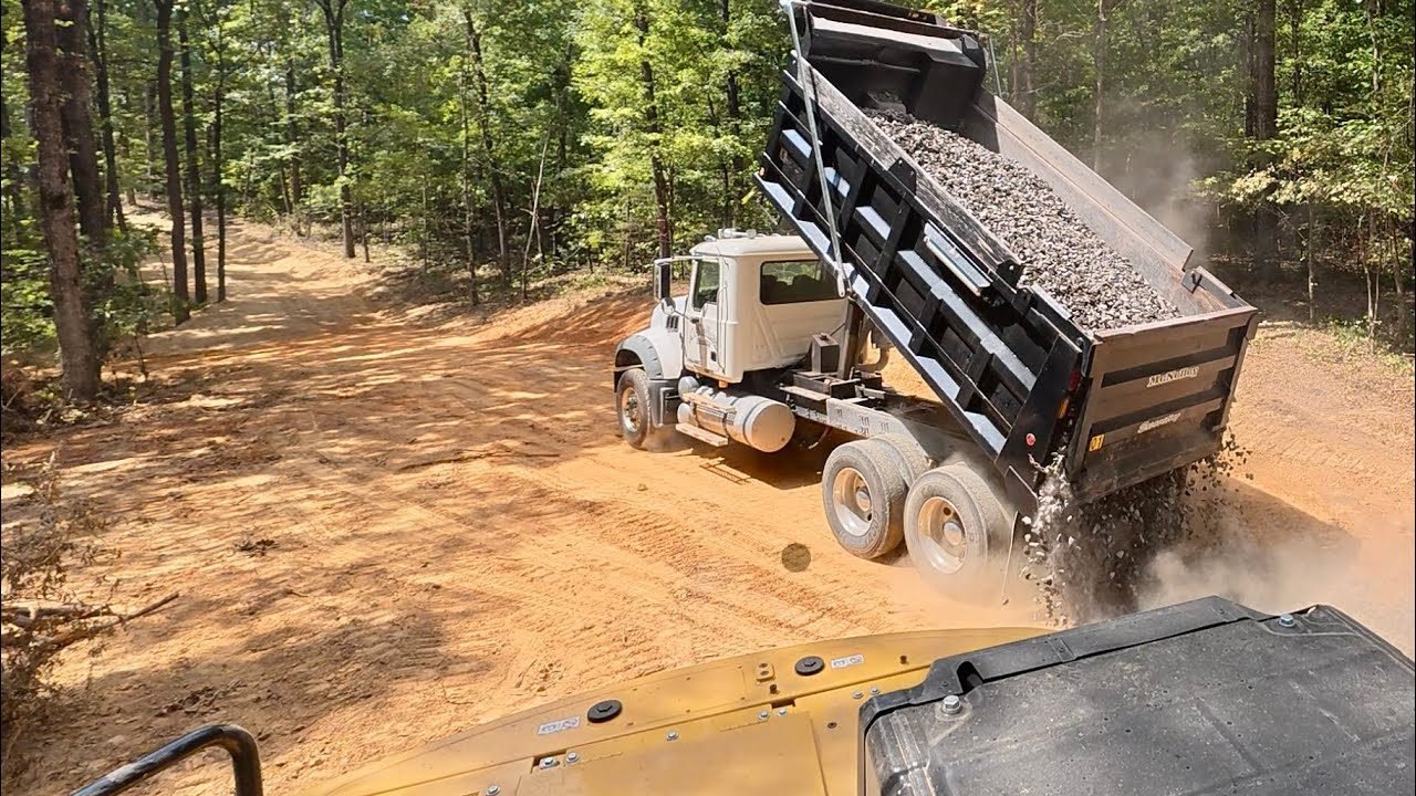 Truck delivering heavy stone