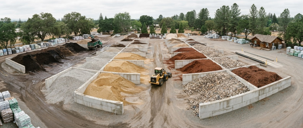 Aerial view of the Millsap Supply landscape material yard