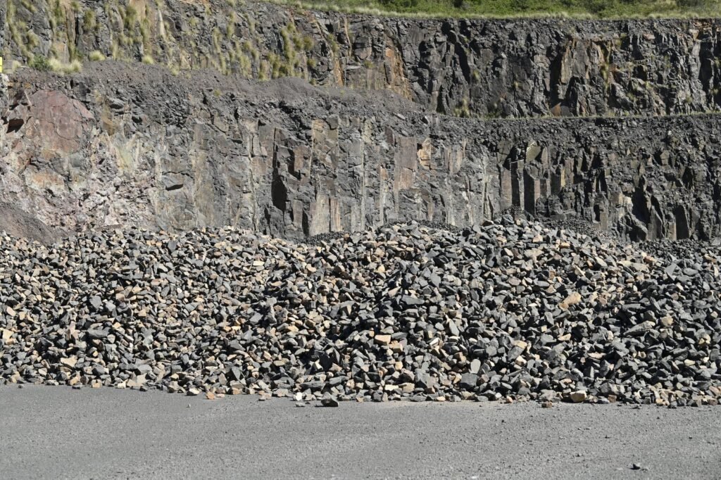 Close view of angular crushed quarry spalls